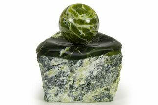 Polished Noble Serpentine Sphere with Base - Washington #327969