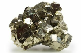 Gleaming Striated Cubic Pyrite Cluster - Peru #329296