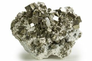Gleaming Cubic Pyrite Cluster with Quartz & Fluorapatite - Peru #329326