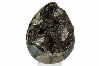 Septarian Dragon Egg Geode - Sparkly Black Crystals #329497