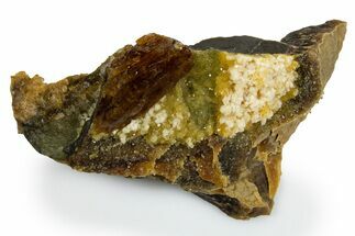 Honey Colored Barite Crystal on Fluorescent Calcite - Elk Creek #330381