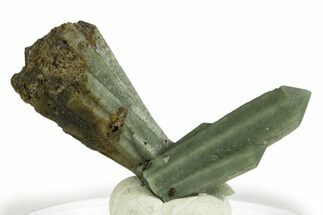 Green Hedenbergite Included Quartz Cluster - Mongolia #331860