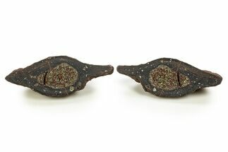 Sliced Olivine Crystal Filled Volcanic Bomb (Pair) - Spain #334785