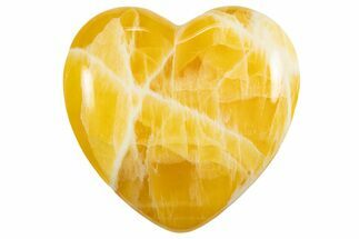 Polished Orange Honeycomb Calcite Heart - Utah #335278