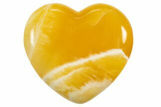 Polished Orange Honeycomb Calcite Heart - Utah #335286