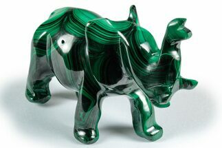 Polished Banded Malachite Elephant Carving - DR Congo #335569