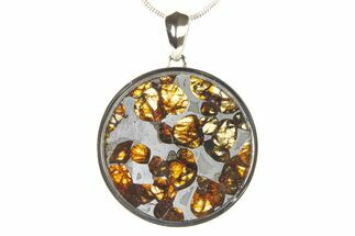 Sericho Pallasite Round Meteorite Pendant - Kenya #336137