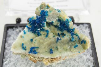 Vibrant Blue Veszelyite Crystals on Hemimorphite - China #337101