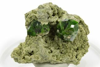Lustrous Rich-Green Demantoid Garnets on Matrix - Iran #337059