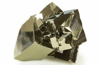 Gleaming Striated Cubic Pyrite Cluster - Peru #337376