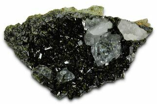 Sparkling Dark Green Epidote Crystals with Quartz - Turkey #337446