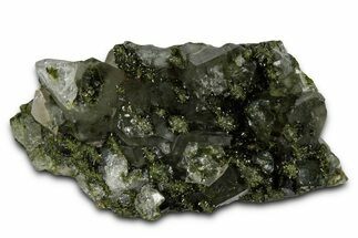 Sparkling Dark Green Epidote Crystals with Quartz - Turkey #337454