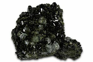 Sparkling Dark Green Epidote Crystals with Quartz - Turkey #337472