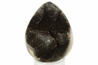 Septarian Dragon Egg Geode - Sparkly Black Crystals #336471