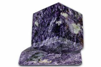 Polished Purple Charoite Cube with Base - Siberia #338352