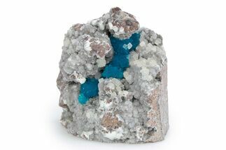 Vibrant Blue Cavansite Crystals on Sparkling Stilbite - India #340999