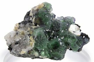 Apple-Green Fluorite Crystals w/ Muscovite & Schorl - Namibia #341559