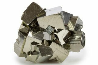 Gleaming Striated Cubic Pyrite Cluster - Peru #341554