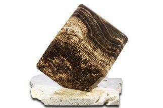 Swirling Polished Chocolate Calcite Cube With Base #342374