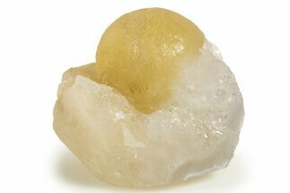 Botryoidal Yellow Fluorite on Quartz - India #342395