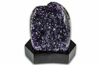Deep Purple Amethyst Geode With Wood Base - Uruguay #342792