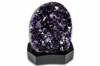 Deep Purple Amethyst Geode With Wood Base - Uruguay #342813