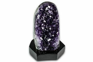 Deep Purple Amethyst Geode With Wood Base - Uruguay #342844