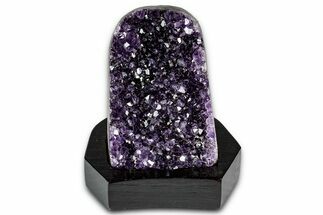 Deep Purple Amethyst Geode With Wood Base - Uruguay #342845
