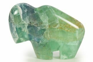 Polished Green Fluorite Bison - Mexico #344811