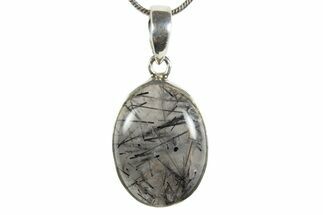 Glassy Tourmalinated Quartz Pendant - Sterling Silver #345244