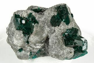 Gemmy Dioptase Crystals On Calcite - Congo #346101
