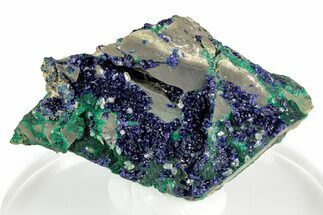 Cerussite and Sparkling Azurite on Green Malachite - Congo #346130