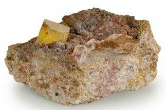 Yellow Cubic Fluorite Crystal on Matrix - Morocco #347787