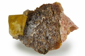 Yellow Cubic Fluorite Crystals on Matrix - Morocco #347789