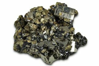 Brassy Chalcopyrite Crystals on Sphalerite and Pyrite - Peru #347576