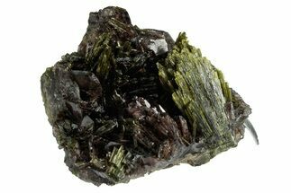 Sharp Axinite Crystal Cluster with Green Epidote - Peru #347929