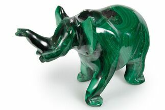 Polished Banded Malachite Elephant Carving - DR Congo #349279