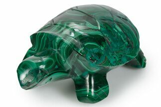 Flowery Malachite Turtle Carving - DR Congo #349309