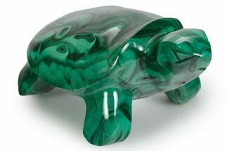 Flowery Malachite Turtle Carving - DR Congo #349338