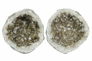 Keokuk Geode with Calcite Crystals (Pair) - Missouri #349524