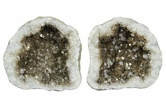 Keokuk Geode with Calcite Crystals (Pair) - Missouri #349525
