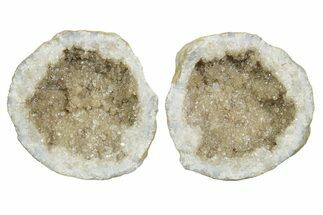 Keokuk Geode with Calcite Crystals (Pair) - Missouri #349532