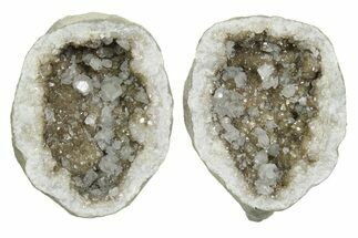 Keokuk Geode with Calcite Crystals (Pair) - Missouri #349533