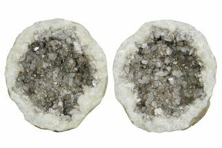 Keokuk Geode with Calcite Crystals (Pair) - Missouri #349538