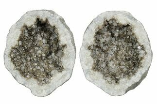 Keokuk Geode with Calcite Crystals (Pair) - Missouri #349540