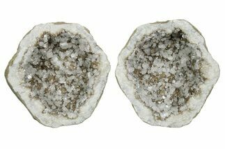 Keokuk Geode with Calcite Crystals (Pair) - Missouri #349541