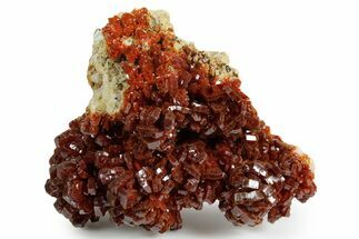 Glittering Ruby Red Vanadinite Crystals on Barite - Morocco #349444