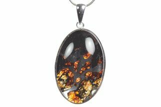 Sericho Pallasite Oval Meteorite Pendant - Kenya #351411