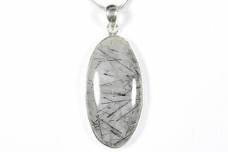 Polished Tourmalinated Quartz Pendant - Sterling Silver #354015