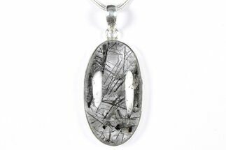 Glassy Tourmalinated Quartz Pendant - Sterling Silver #354017